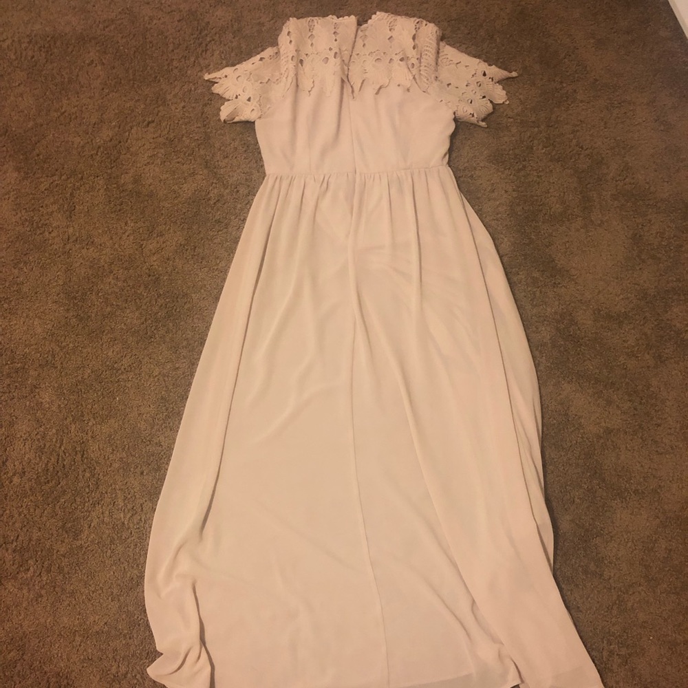 Gorgeous maxi high neck tan dress